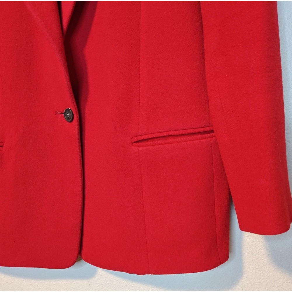 Vintage Norm Thompson Blazer Womens 12 Red Cashmere Shoulder Pads USA Made 80s - Picture 4 of 14